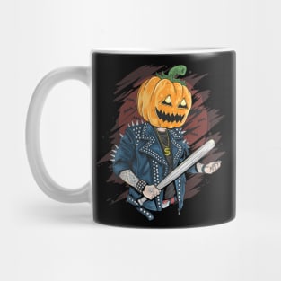 Pumpkin Head Punk - Scary Jack O Lantern Halloween Cartoon Art Mug